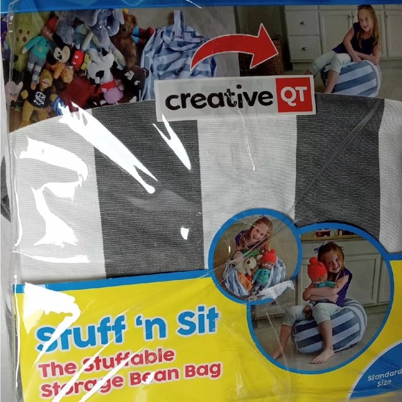 Sruff 'n sit The Stuffable Store Bean Bag Creative QT Extra Large Gray White - Picture 5 of 7